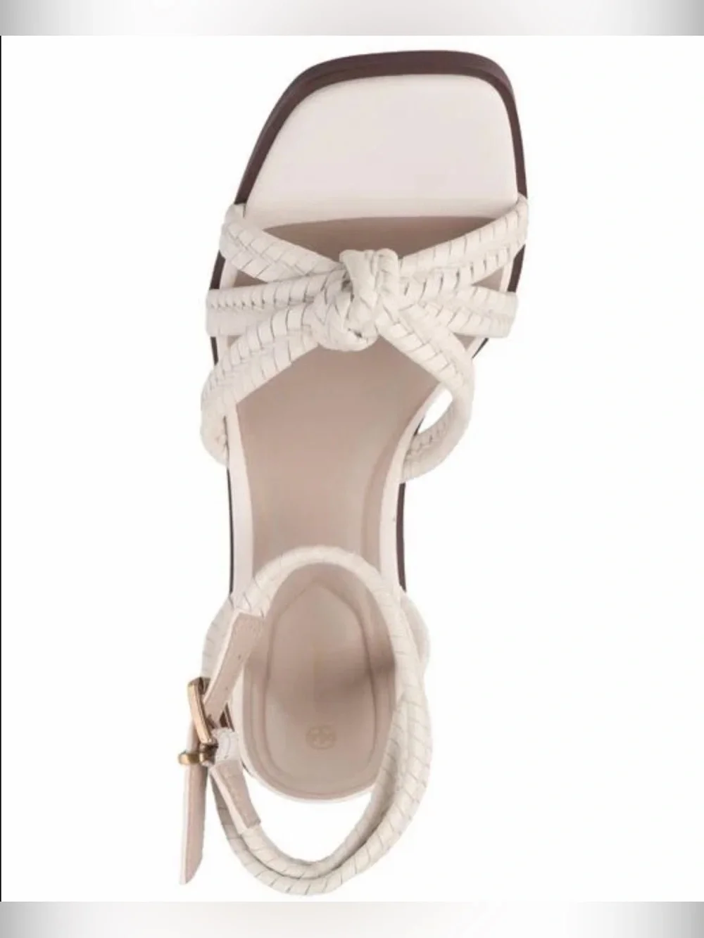 Giani Bernini Cream Braided Ankle-Strap Block‎ Heel Sandal